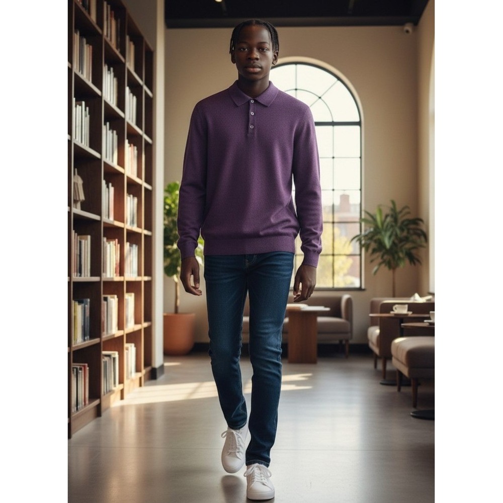 J.Crew Factory Sweater Mens L Purple Aubergine Merino Blend Long Sleeve Academia